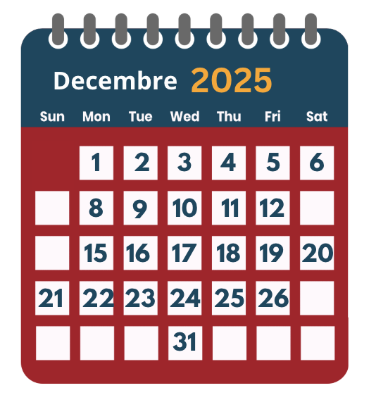 Le calendrier logistique du mois de Decembre - 2025