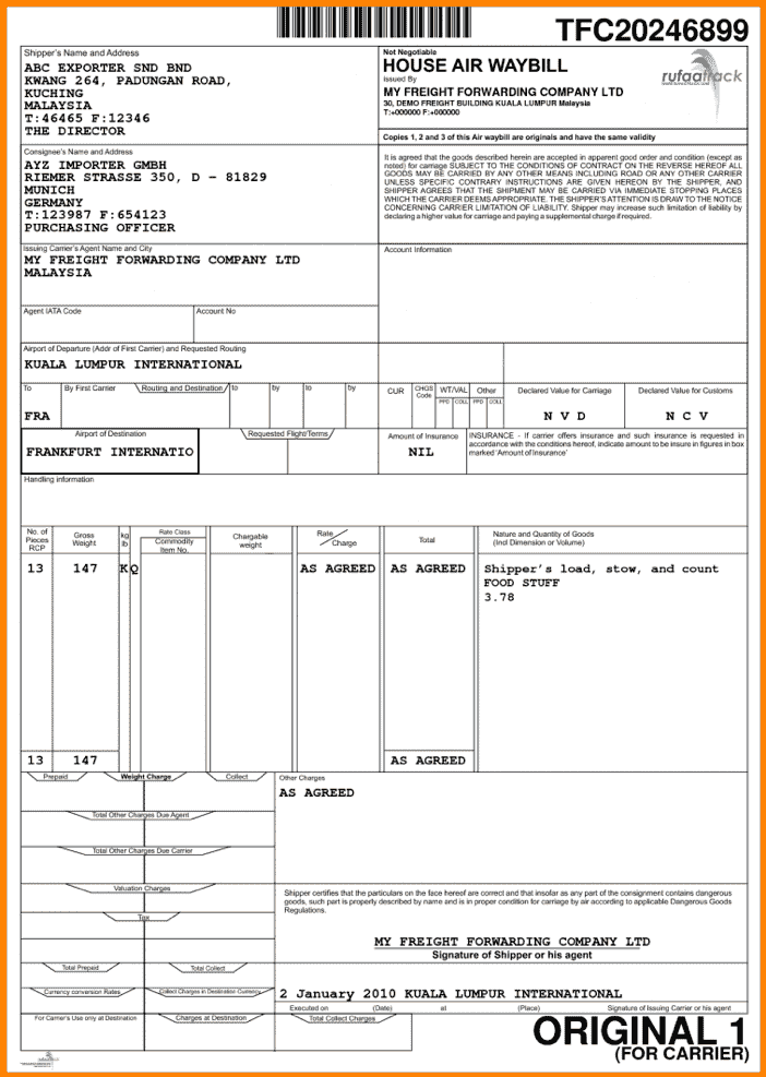 airway bill air freight